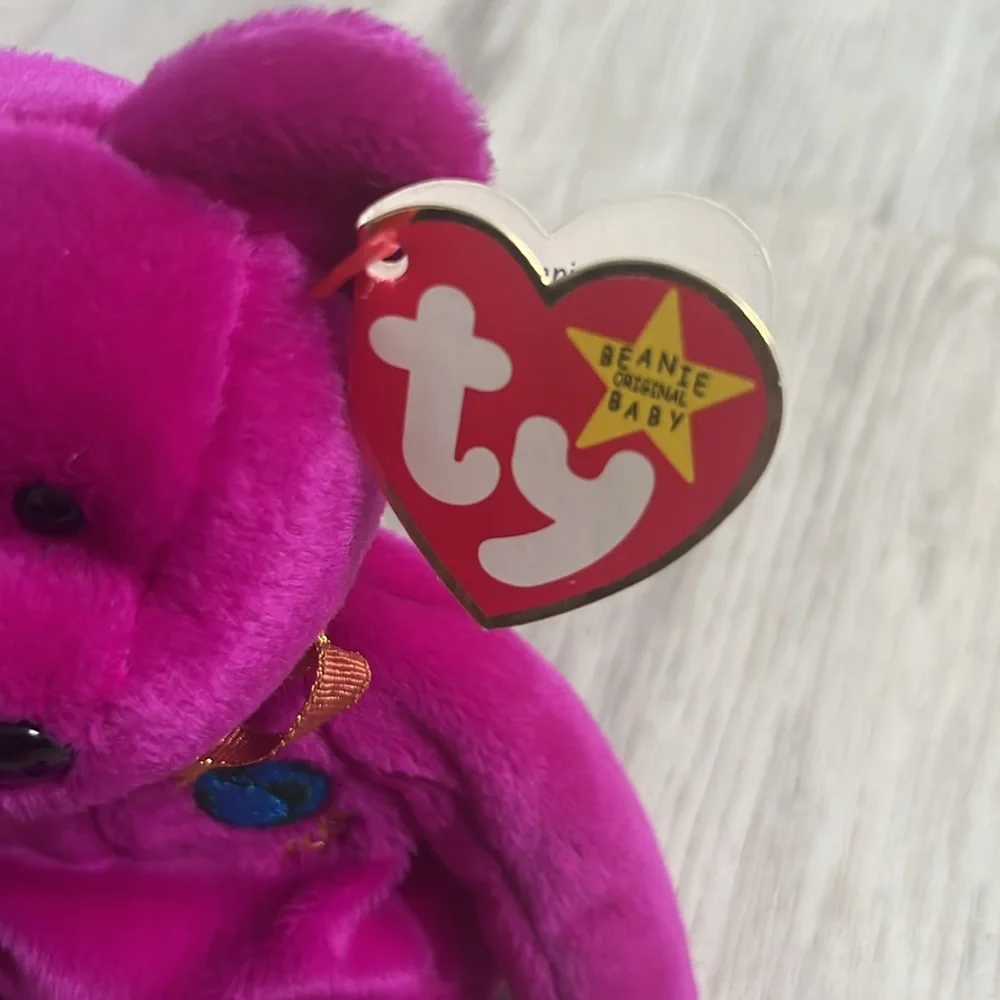 TY Purple Rare Retired 2000 Y2K Millennium Bear NWT - Picture 2 of 5